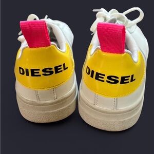 Diesel Kids Sneakers in White, Yellow, and Pink